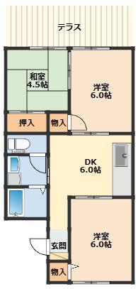 エル内原(3DK/1階)の間取り写真