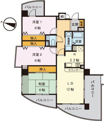 グリーンガーデン目白(3LDK/5階)の間取り写真