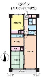 グランフェリーチェ泉中央(2LDK/1階)の間取り写真