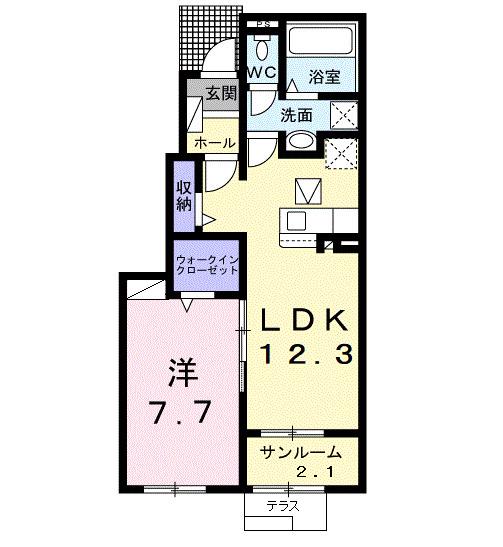 エスポワール(1LDK/1階)の間取り写真