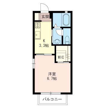 ホレスグリーンA(1K/2階)の間取り写真