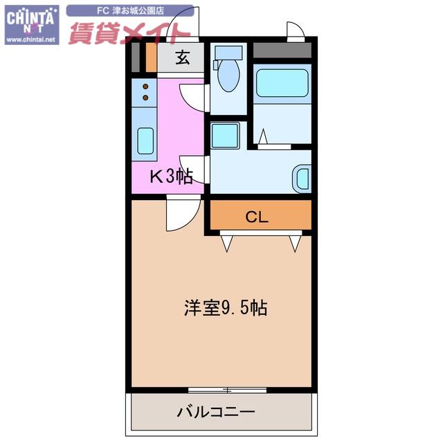 メゾンモンマルトル2(1K/1階)の間取り写真