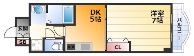 ノルデンハイム新大阪II(1DK/6階)の間取り写真