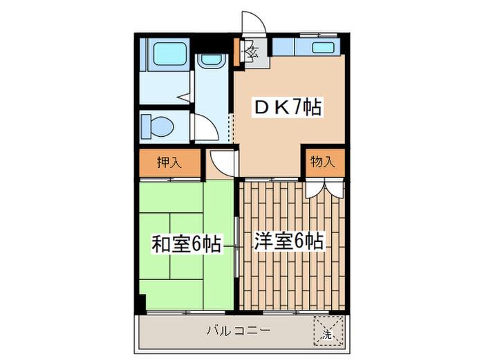 ハイツオトワ(2DK/1階)の間取り写真