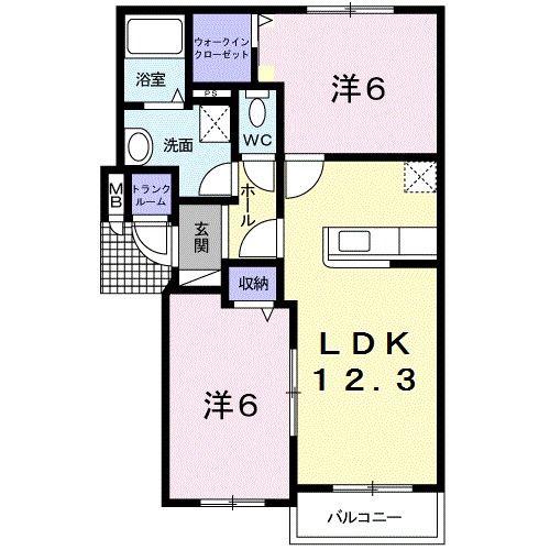 サンリット・かむい(2LDK/2階)の間取り写真