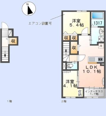 AZALIA(2LDK/2階)の間取り写真