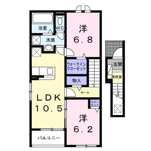 ラ・メゾン・セレニテ(2LDK/2階)の間取り写真
