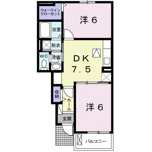 ルーチェ ソラーレIII(2DK/1階)の間取り写真