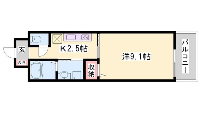 グレイスフル・K(1K/3階)の間取り写真