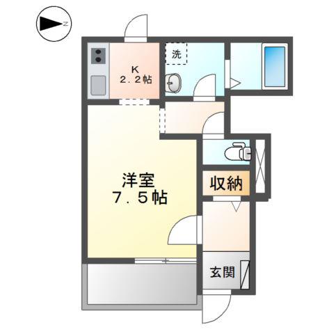 フェリーチェ(1K/1階)の間取り写真