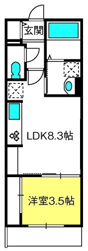 パームコテージ17番館(1LDK/3階)の間取り写真