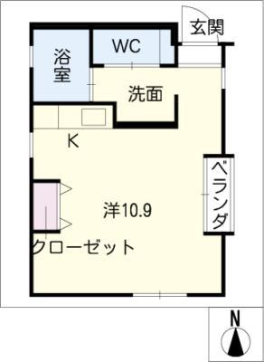 ユーハウス加納南陽町(ワンルーム/1階)の間取り写真