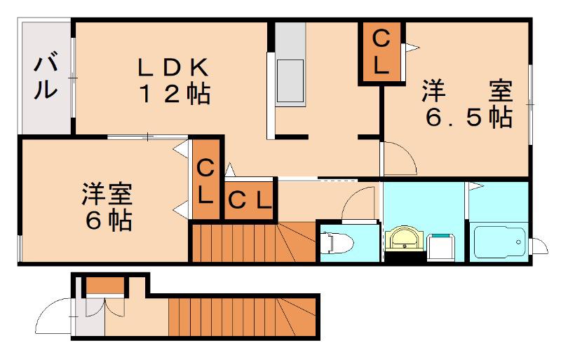 エアリーズA(2LDK/2階)の間取り写真