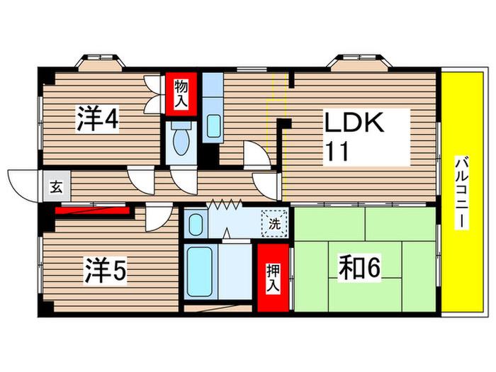 グリーンハイツ・ユキ(3LDK/3階)の間取り写真