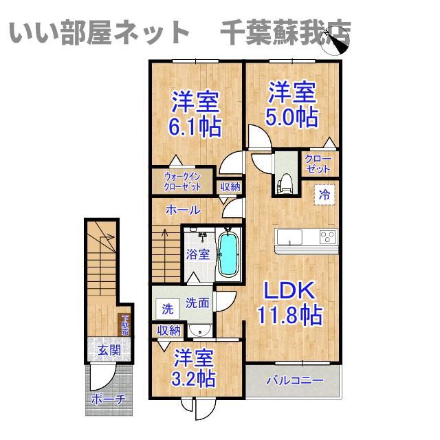 カームB(3LDK/2階)の間取り写真