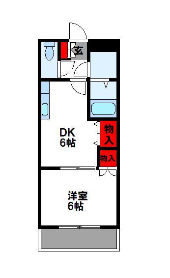 ストロベリーガーデン(1DK/2階)の間取り写真