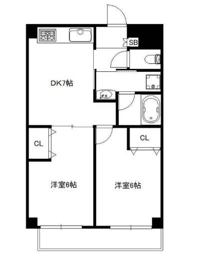 ピアーチェ21(2DK/4階)の間取り写真