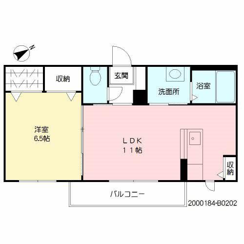シンフォニーガーデンB棟(1LDK/2階)の間取り写真
