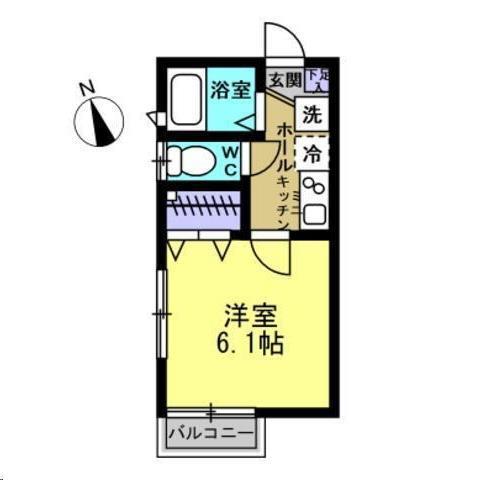 クオーレ米ヶ袋I(1K/1階)の間取り写真