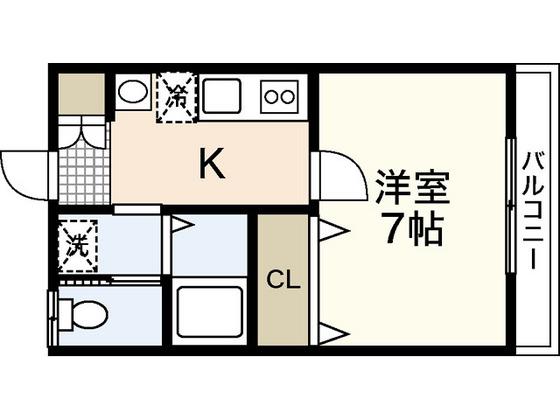 リバティハウス(1K/1階)の間取り写真
