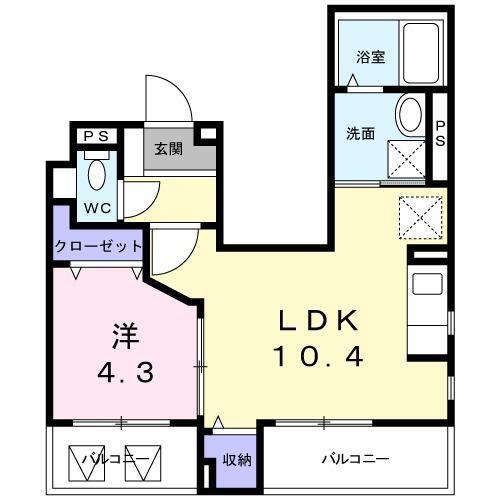 エヌエス フィールド(1LDK/3階)の間取り写真