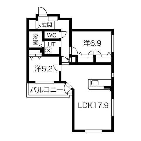 地下鉄東山線 岩塚駅 徒歩7分 3階建 築16年(2LDK/1階)の間取り写真