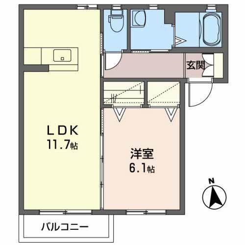 シャーメゾン・モカ(1LDK/2階)の間取り写真