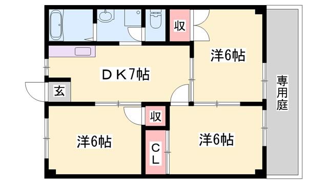 サンクス(3DK/1階)の間取り写真