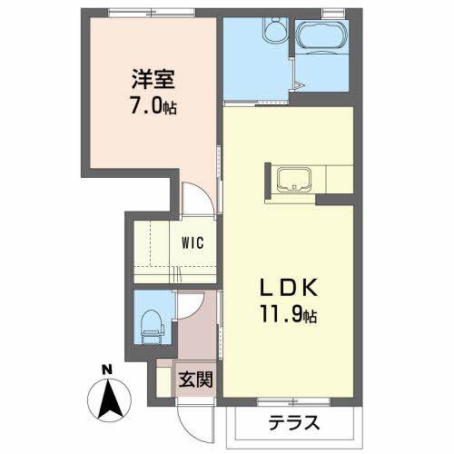 メゾン モンタールト A(1LDK/1階)の間取り写真