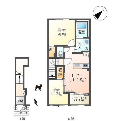ソレイユ メイ(2LDK/2階)の間取り写真