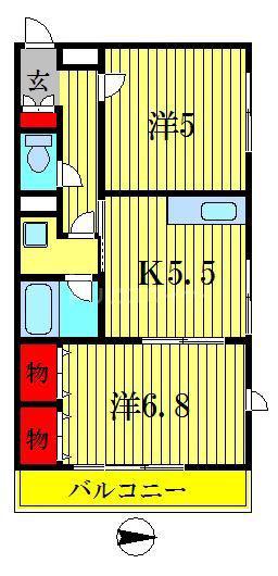 パロ金町(2K/2階)の間取り写真