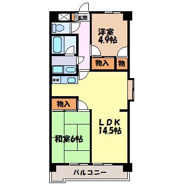 ジュフク松本(2LDK/10階)の間取り写真