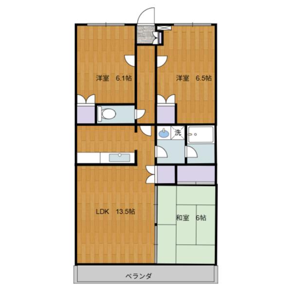キャッスル長嶺I(3LDK/2階)の間取り写真