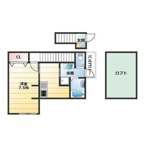 あんしん小山(1K/2階)の間取り写真