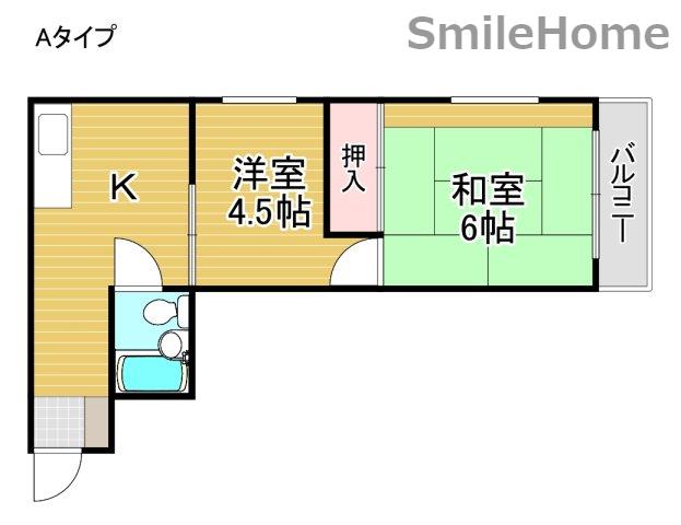 トチタテビル(2K/3階)の間取り写真