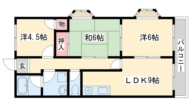 アーバン滝野(3LDK/3階)の間取り写真