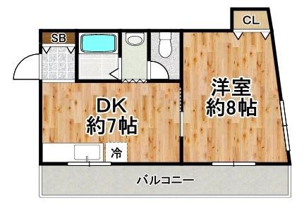マンションイヌイ(1DK/4階)の間取り写真