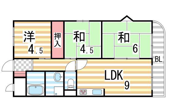 アメニティK&S PARTI(3LDK/7階)の間取り写真
