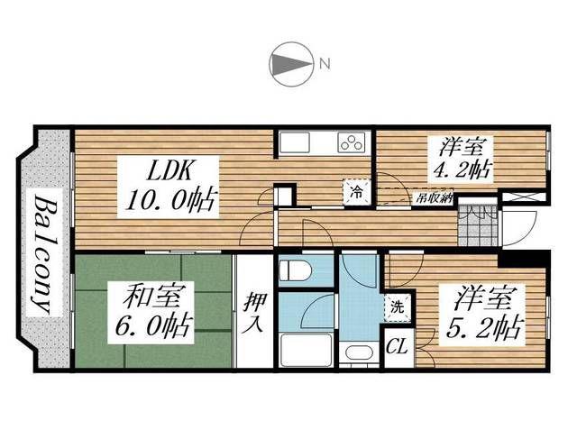 クレールメゾン(3LDK/4階)の間取り写真