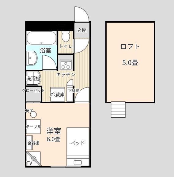 サンハイム(1K/2階)の間取り写真