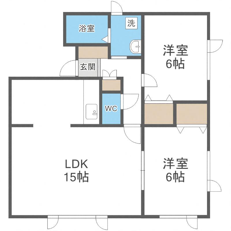 エストールⅠ(2LDK/3階)の間取り写真