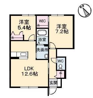 SHA MAISON水呑II(2LDK/1階)の間取り写真