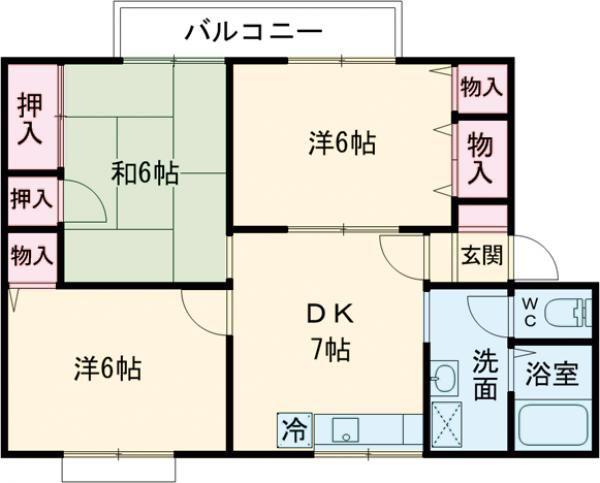 ガイアーヒルズ I(3DK/1階)の間取り写真