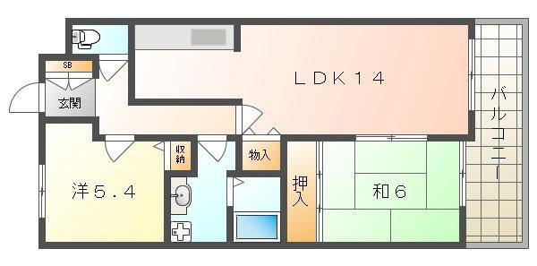 アズステーション星田(2LDK/4階)の間取り写真