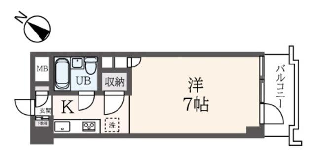 フラット永山(1K/2階)の間取り写真