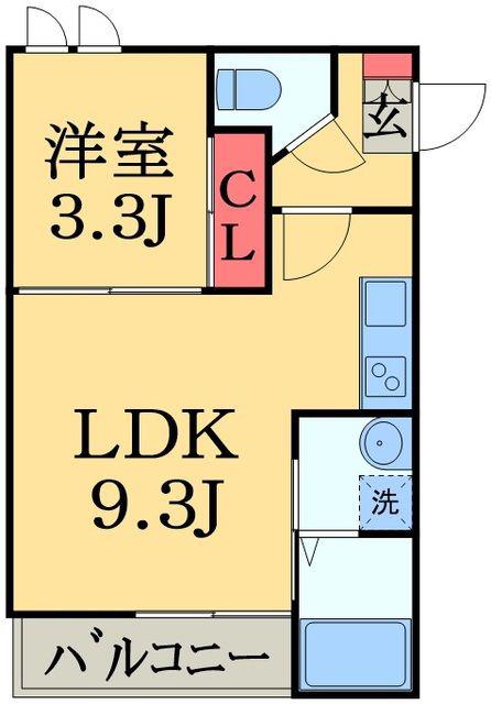 GRANDTIC EVER GREEN(1LDK/1階)の間取り写真