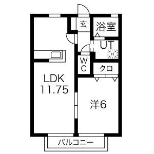 エスポワール(1LDK/2階)の間取り写真