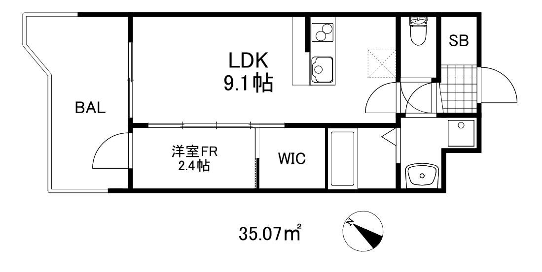 セレニテ神戸駅前アリエ(1LDK/14階)の間取り写真