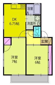 八木ヒルズG(2DK/2階)の間取り写真