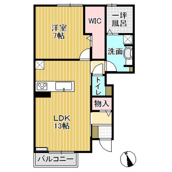 メゾン栄町 エネル(1LDK/1階)の間取り写真